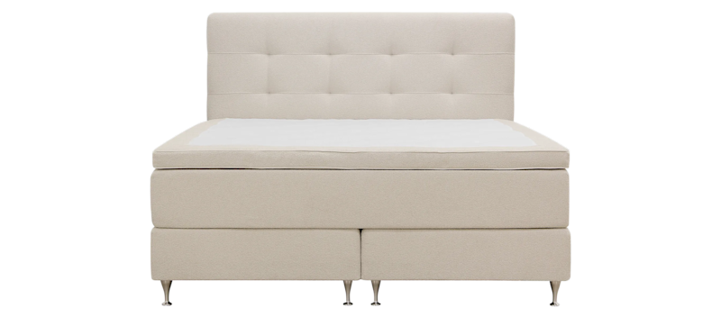 Hilton Premium Komplett Sengpakke 180x200 cm Kontinentalseng med Sengegavl, Beige Bouclé