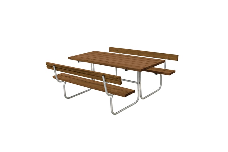 PLUS Classic Benkesett med 2 Ryggstøtter 177 cm Grunnmalt Teak - Hagemøbler - Hagebord - Piknikbord