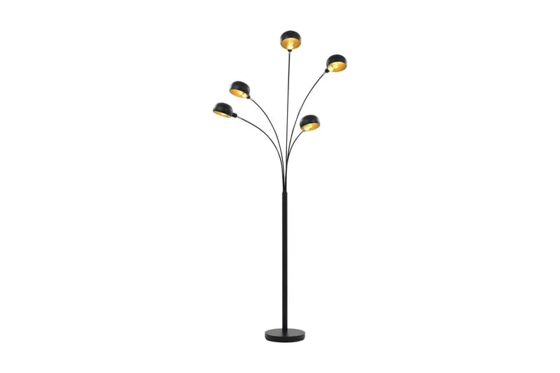Stående lampe 200 cm 5 x E14 svart og gull - Svart - Soveromslampe - Stuelampe - Femarmet gulvlampe - Gulvlampe