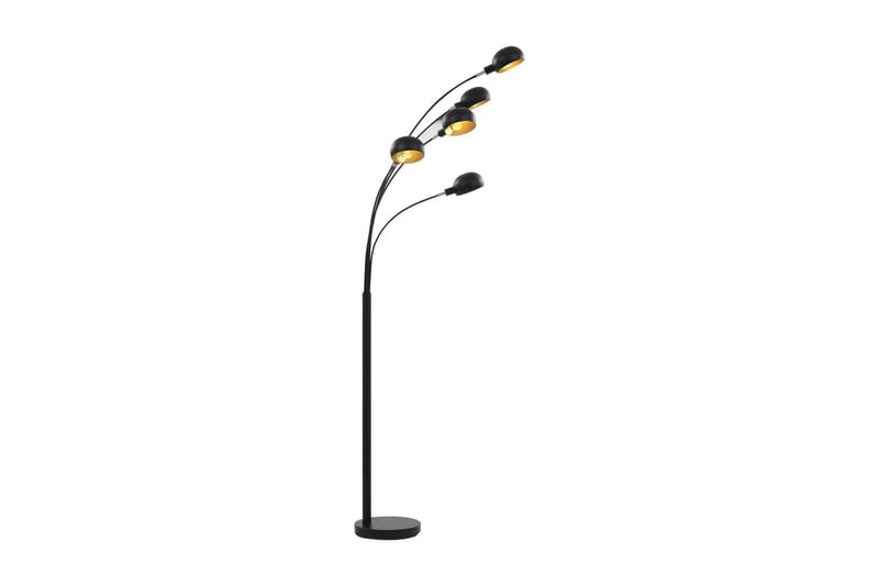 Stående lampe 200 cm 5 x E14 svart og gull - Svart - Belysning - Innendørsbelysning & Lamper - Gulvlampe - Femarmet gulvlampe