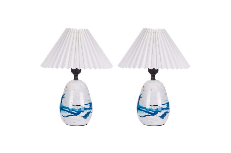 Kamati Bordlampe 2 stk 35 cm E27 - Hvit/Blå - Belysning - Innendørsbelysning & Lamper - Vinduslampe - Vinduslampe på fot