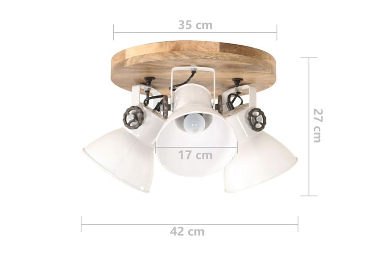 Industriell taklampe 25 W hvit 42x27cm E27 - Hvit - Belysning - Innendørsbelysning & Lamper - Vinduslampe - Vinduslampe hengende