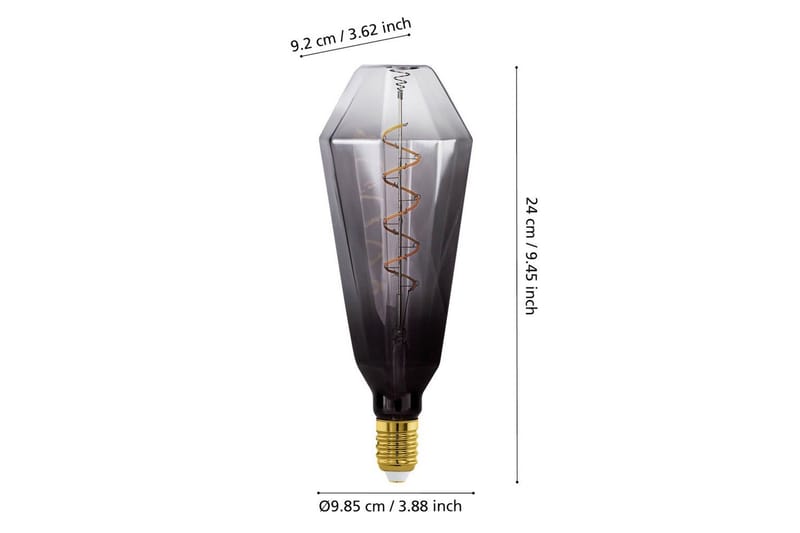 Lyskilde Eglo LM-E27-LED T100 4W Svart-Transparent Grå - Grå - Belysning - Innendørsbelysning & Lamper - Dekorasjonsbelysning