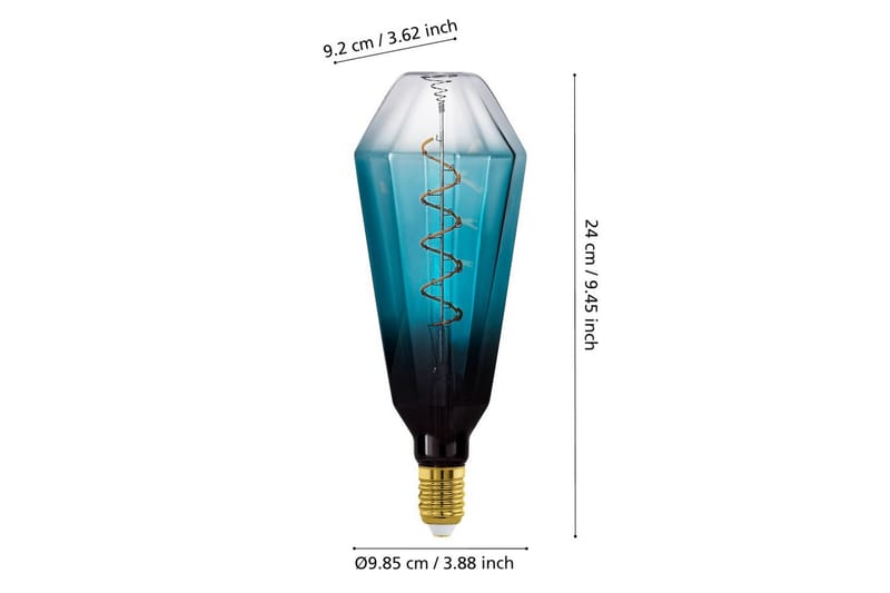 Lyspære Eglo LM-E27-LED T100 4W Svart-Transparent Blå - Blå - Belysning - Innendørsbelysning & Lamper - Dekorasjonsbelysning