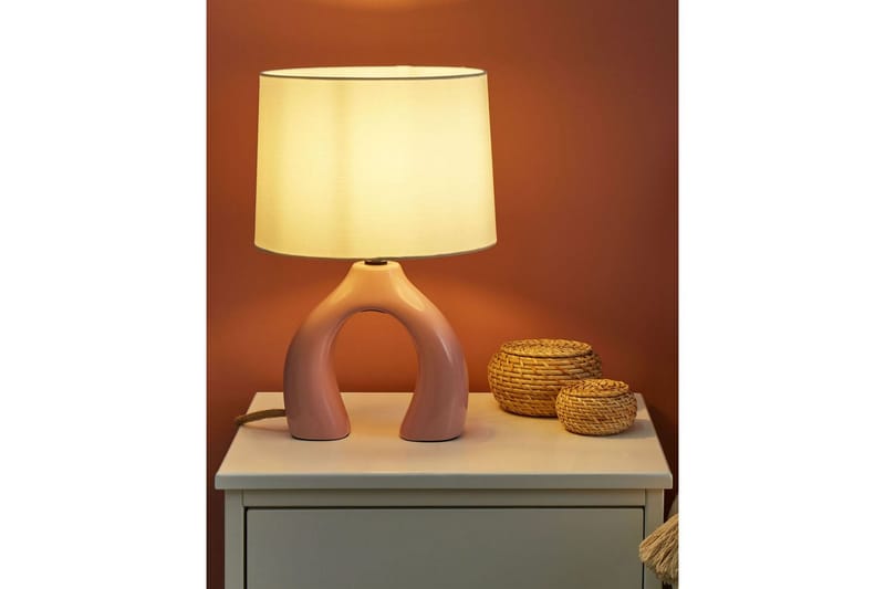 Avsaki Bordlampe 43 cm E27 - Rosa/Hvit - Belysning - Innendørsbelysning & Lamper - Nattlampe - Nattlampe bord