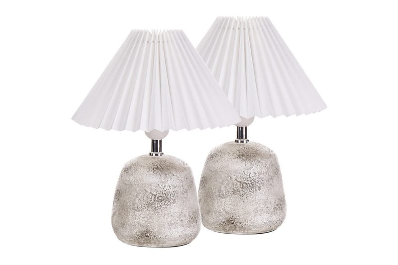 Dovgado Bordlampe 32 cm 2 stk E27 - Lysegrå/Hvit - Belysning - Innendørsbelysning & Lamper - Nattlampe - Nattlampe bord