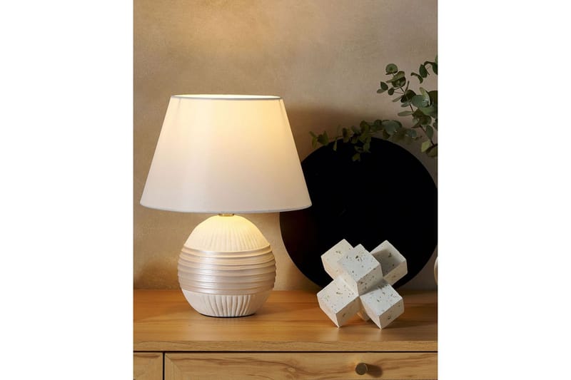 Evarado Bordlampe 37 cm E27 - Beige/Kremhvit - Belysning - Innendørsbelysning & Lamper - Nattlampe - Nattlampe bord