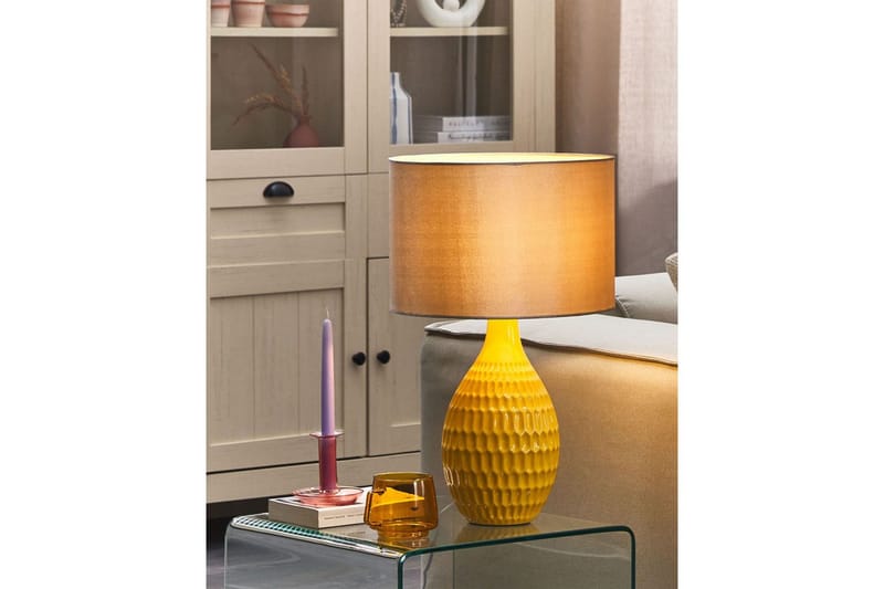 Palko Bordlampe 52 cm E27 - Gul/Beige - Belysning - Innendørsbelysning & Lamper - Nattlampe - Nattlampe bord