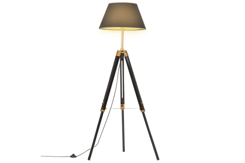 Gulvlampe med stativ svart og gull heltre teak 141 cm - Svart - Belysning - Innendørsbelysning & Lamper - Stuelampe