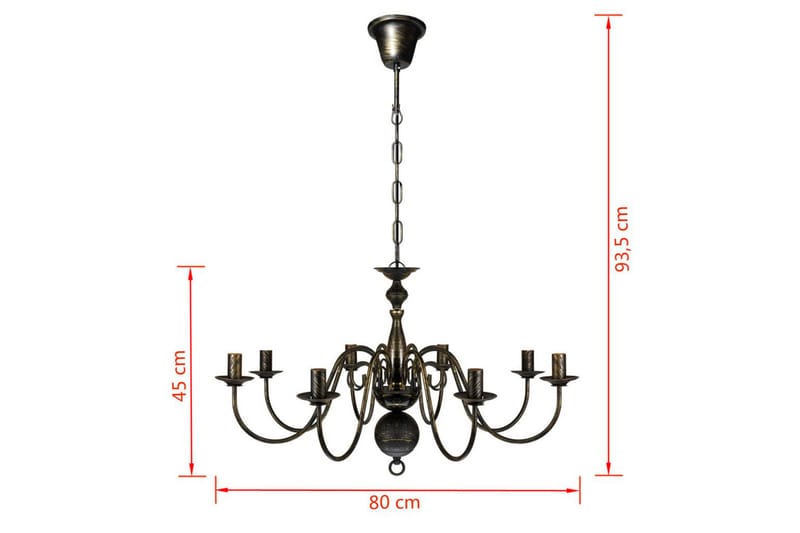 Lysekrone metall antikk svart 8 x E14 lysprer - Antikksvart - Belysning - Innendørsbelysning & Lamper - Taklampe - Krystallkrone & takkrone