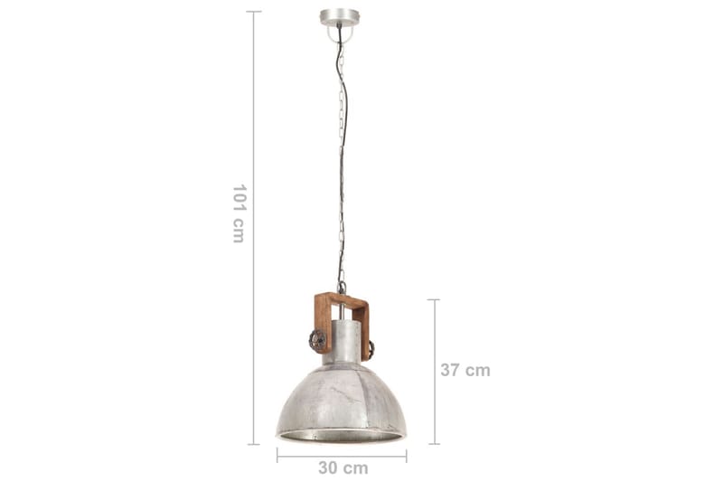 Industriell hengelampe 25 W sølv rund 30 cm E27 - Silver - Belysning - Innendørsbelysning & Lamper - Taklampe - Pendellamper & Hengelamper