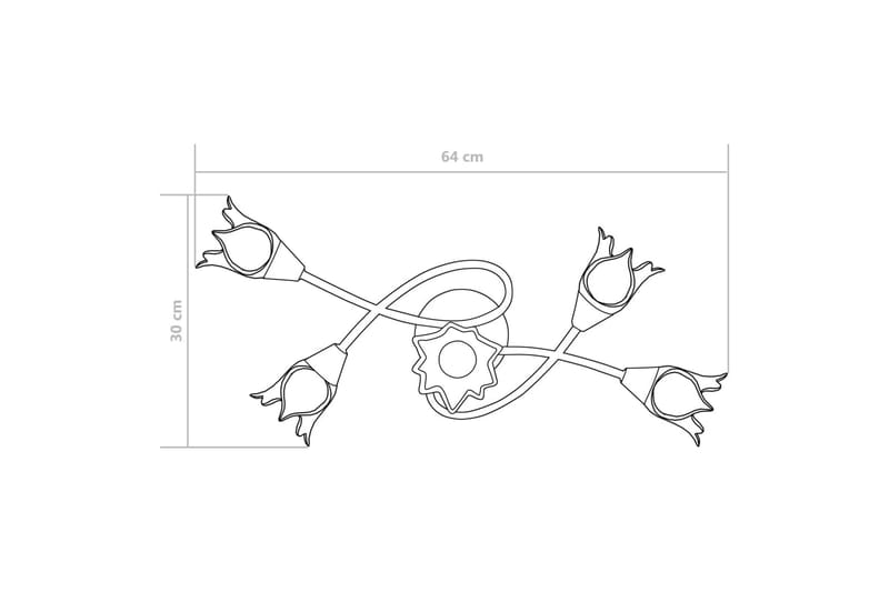 Taklampe gjennomsiktige glasskjermer for 5 E14 lyspærer - Plafondlampe - Stuelampe - Soveromslampe