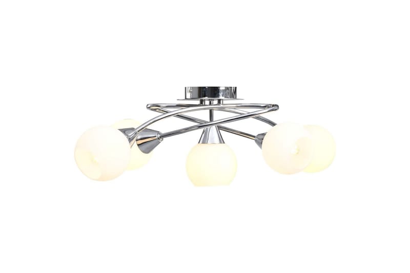 Taklampe keramikkskjermer for 5 E14 lyspærer hvit kule - Plafondlampe - Stuelampe - Soveromslampe