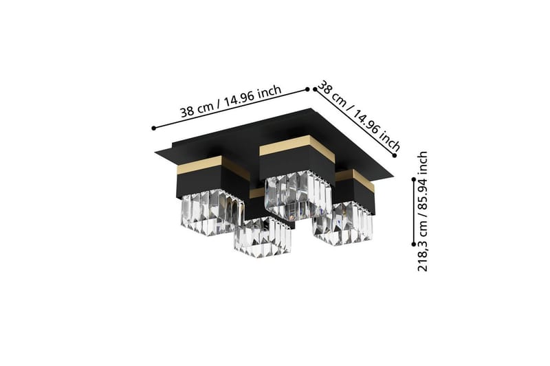 Taklampe Eglo Barrancas - Svart/Gull - Belysning - Innendørsbelysning & Lamper - Taklampe - Krystallkrone & takkrone