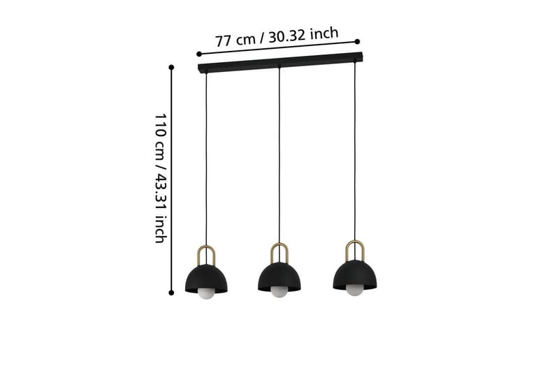 Takpendel Eglo Calmanera med 3 lamper svart, messing - Svart/Messing - Belysning - Innendørsbelysning & Lamper - Taklampe - Pendellamper & Hengelamper