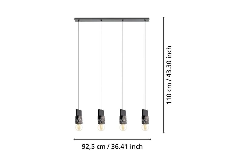 Takpendel Eglo Lobatia med 4 Lamper - Svart/Grå/Hvit - Belysning - Innendørsbelysning & Lamper - Taklampe - Pendellamper & Hengelamper