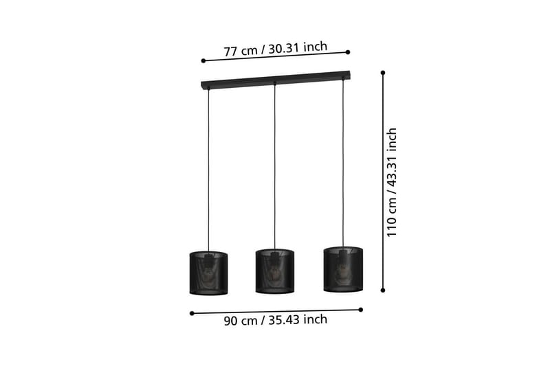 Takpendel Eglo Manby med 3 lamper - Svart - Belysning - Innendørsbelysning & Lamper - Taklampe - Pendellamper & Hengelamper