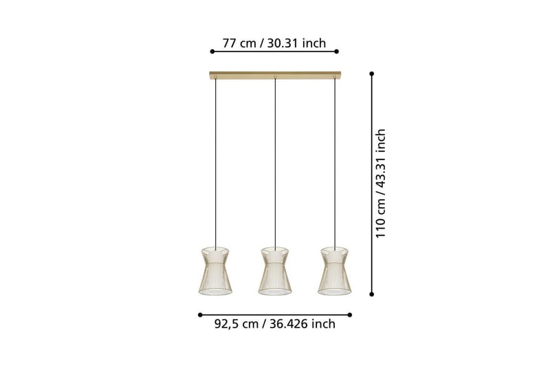 Takpendel Eglo Maseta med 3 Lamper Gullfarget Hvit - Hvit/Gull - Belysning - Innendørsbelysning & Lamper - Taklampe - Pendellamper & Hengelamper