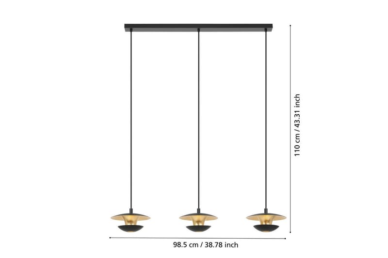 Takpendel Eglo Nuvano 3 Lamper - Svart/Gull - Belysning - Innendørsbelysning & Lamper - Taklampe - Pendellamper & Hengelamper