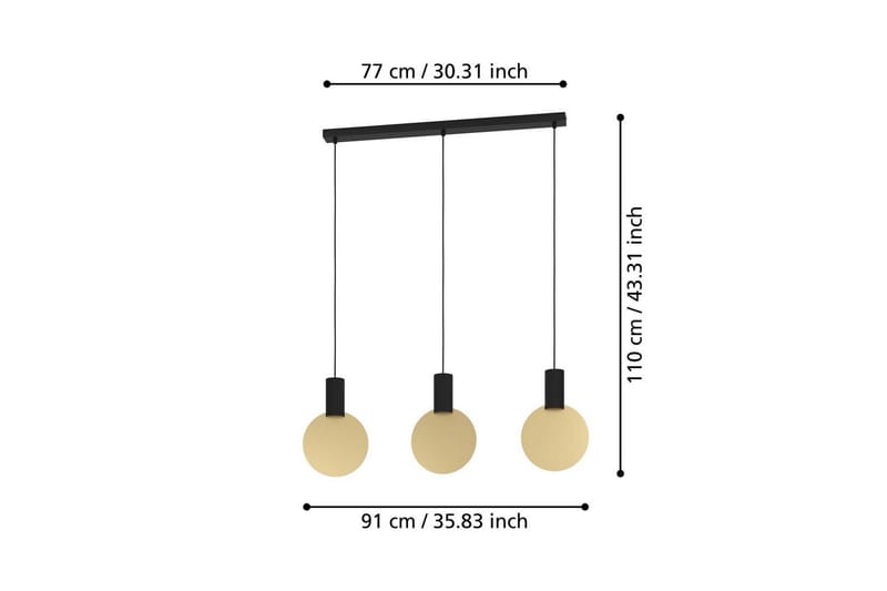 Takpendel Eglo Sarona med 3 lamper - Svart/Gull - Belysning - Innendørsbelysning & Lamper - Taklampe - Pendellamper & Hengelamper