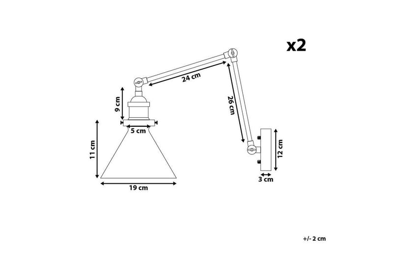 Narve Vegglampe 2 stk E27 - Svart - Belysning - Innendørsbelysning & Lamper - Vegglampe