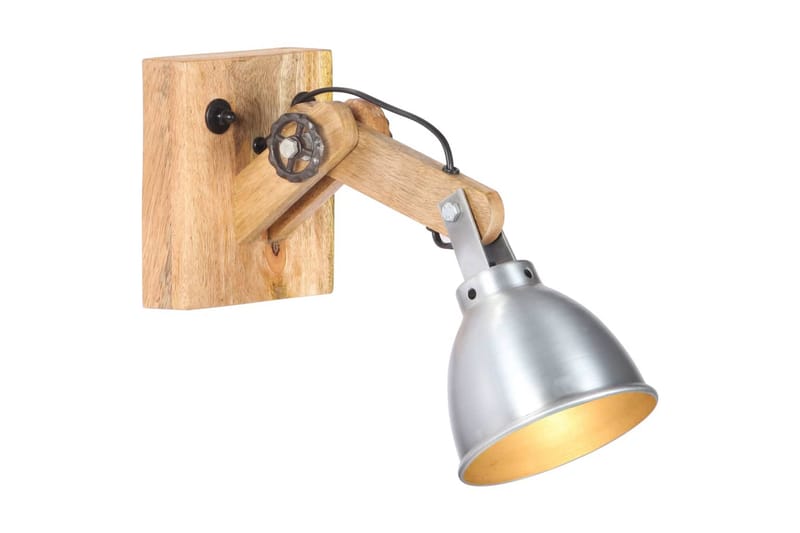 Vegglampe E27 sølv heltre mango og jern - Silver - Belysning - Innendørsbelysning & Lamper - Vegglampe