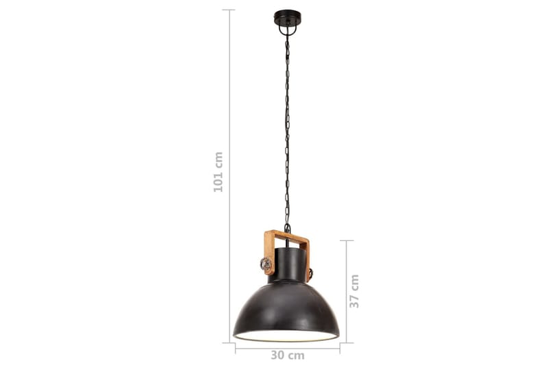 Industriell hengelampe 25 W matt svart rund 30 cm E27 - Svart - Belysning - Innendørsbelysning & Lamper - Vinduslampe - Vinduslampe hengende