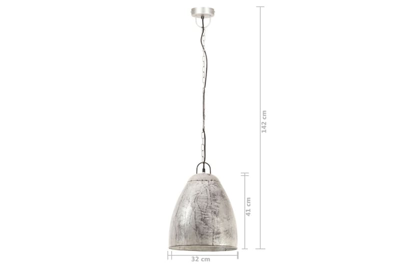 Industriell hengelampe 25 W sølv rund 32 cm E27 - Silver - Belysning - Innendørsbelysning & Lamper - Vinduslampe - Vinduslampe hengende