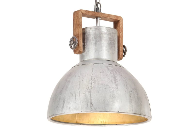 Industriell hengelampe 25 W sølv rund 40 cm E27 - Silver - Belysning - Innendørsbelysning & Lamper - Vinduslampe - Vinduslampe hengende