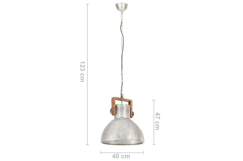 Industriell hengelampe 25 W sølv rund 40 cm E27 - Silver - Belysning - Innendørsbelysning & Lamper - Vinduslampe - Vinduslampe hengende