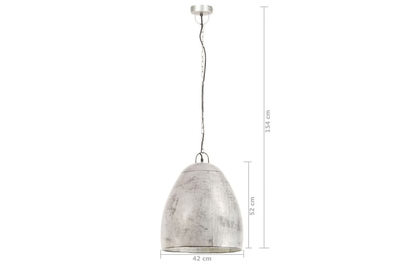 Industriell hengelampe 25 W sølv rund 42 cm E27 - Silver - Belysning - Innendørsbelysning & Lamper - Vinduslampe - Vinduslampe hengende