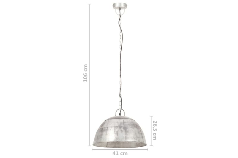 Industriell vintage hengelampe 25 W sølv rund 41 cm E27 - Silver - Belysning - Innendørsbelysning & Lamper - Vinduslampe - Vinduslampe hengende