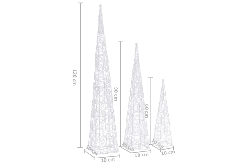 Dekorativt LED lyskjeglesett i akryl varmhvit 60/90/120cm - Hvit - Belysning - Julebelysning - Øvrig julebelysning