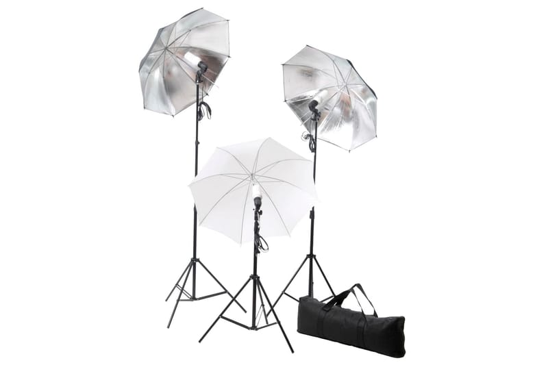 Fotostudiosett med lamper, paraplyer, bakgrunn og reflektor - Belysning - Lyspærer & lyskilder - Arbeidsbelysning - Fotobelysning & studiobelysning