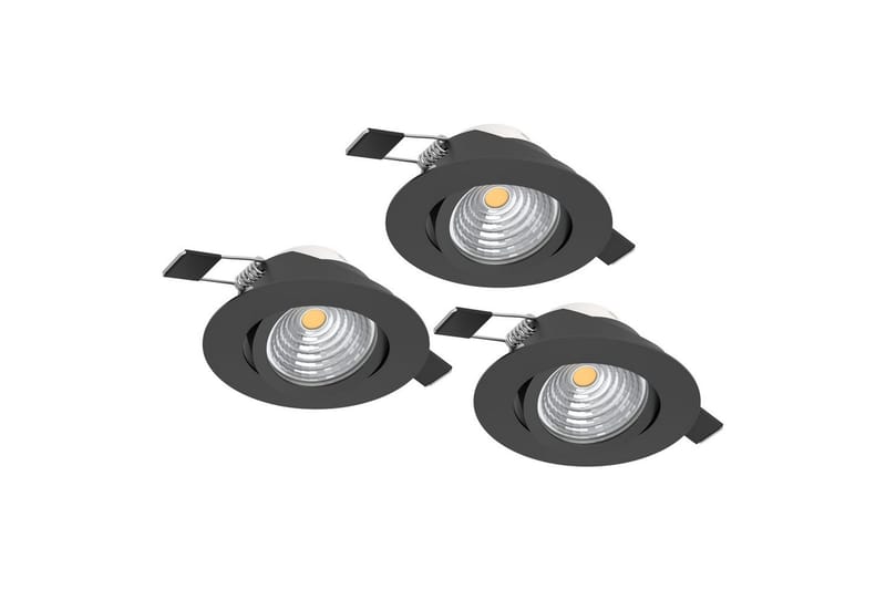 Innfelt Lampe Eglo Saliceto 3 stk Ø88 mm 2700K Svart - Svart - Belysning - Lyspærer & lyskilder - LED-belysning - LED-downlight