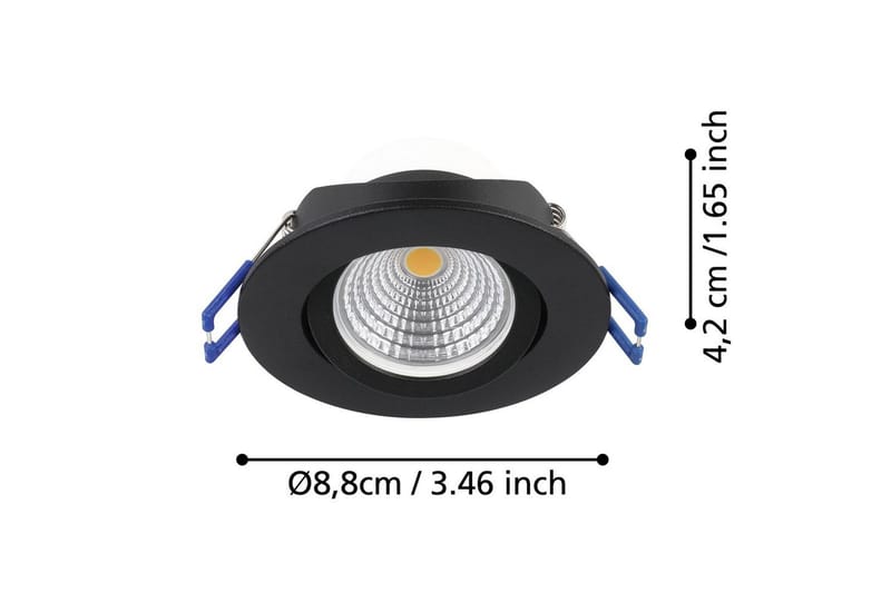 Innfelt Lampe Eglo Saliceto 3 stk Ø88 mm 2700K Svart - Svart - Belysning - Lyspærer & lyskilder - LED-belysning - LED-downlight