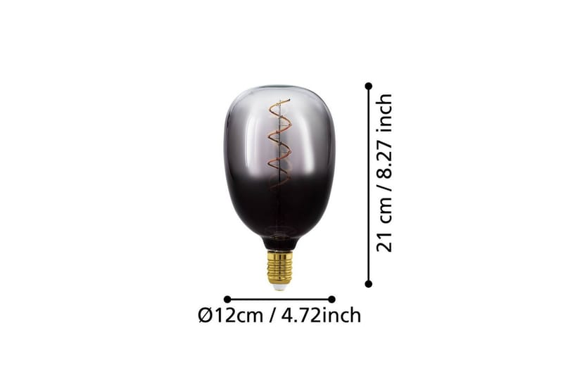 Lyskilde Eglo LM-E27-LED T120 4W svart-transparent grå - Svart/Grå - Belysning - Lyspærer & lyskilder - LED-belysning - LED-pære - Normalpære