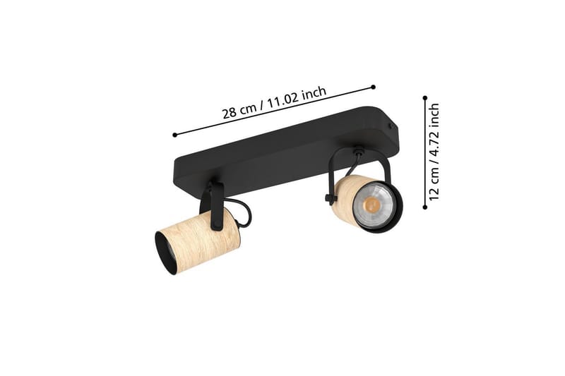 Spotlight Eglo Cayuca med 2 lamper - Svart/Brun - Belysning - Lyspærer & lyskilder - LED-belysning - LED-spotlight