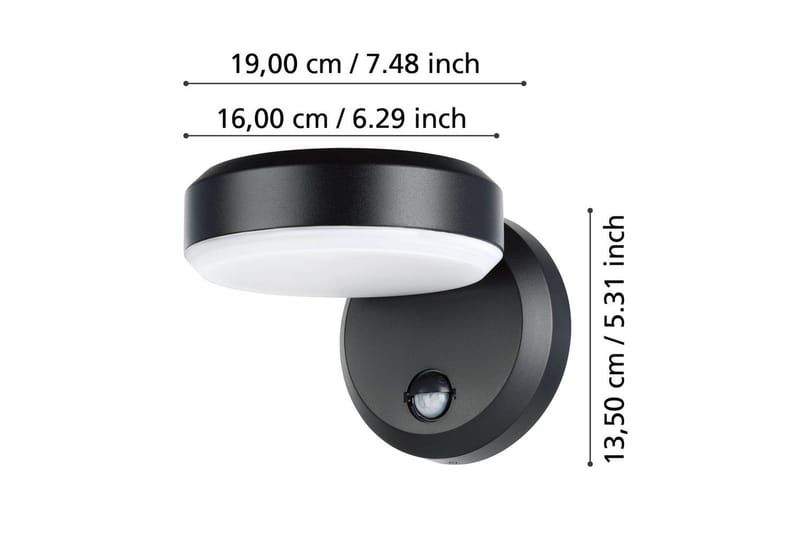 Vegglampe utendørsbelysning Eglo Fornaci med sensor - Hvit/Svart - Belysning - Lyspærer & lyskilder - LED-belysning - LED-downlight