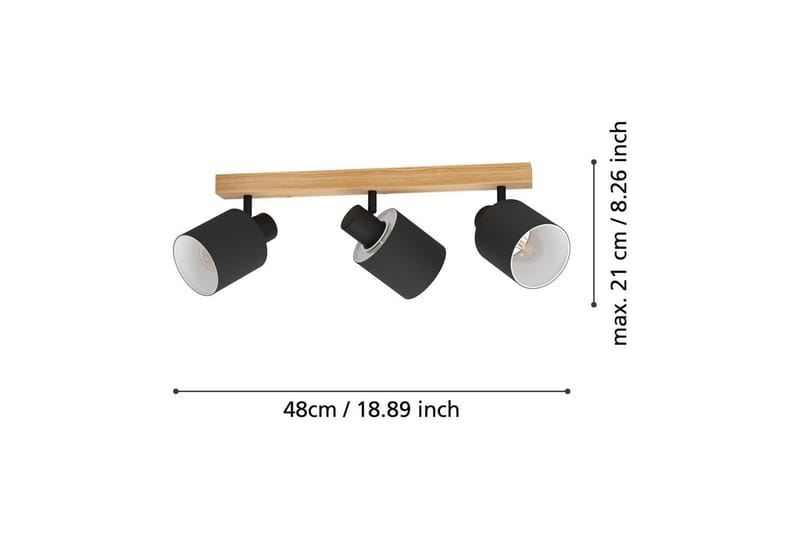 Spotlight Eglo Batallas med 3 Lamper - Svart/Brun - Belysning - Lyspærer & lyskilder - Spotlights & downlights