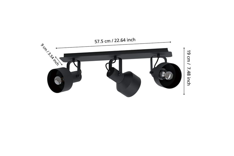 Spotlight Eglo Casibare med 3 lamper - Svart - Belysning - Lyspærer & lyskilder - Spotlights & downlights