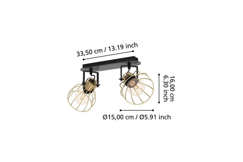 Spotlight Eglo Sambatello med 2 lamper - Svart/Gull - Belysning - Lyspærer & lyskilder - Spotlights & downlights