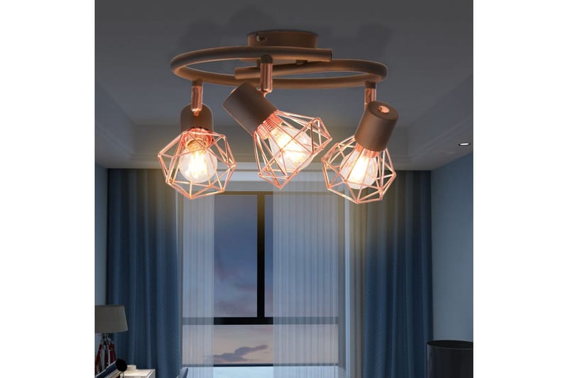 Taklampe med 3 spotlys E14 svart og kobber - Svart/Kobber - Spotlights & downlights - Takspotlight