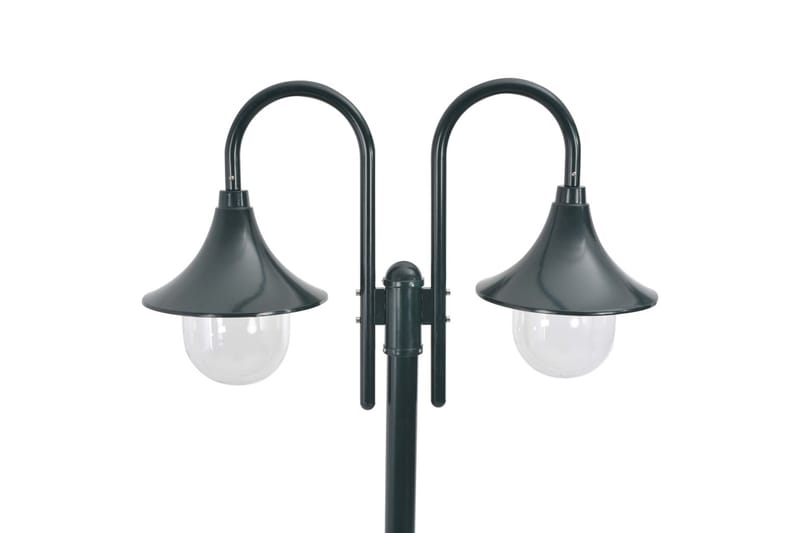 Hagelyktestolpe E27 220 cm aluminium 2 lamper mørkegrønn - Belysning - Utebelysning - Stolpelykt & portlykt