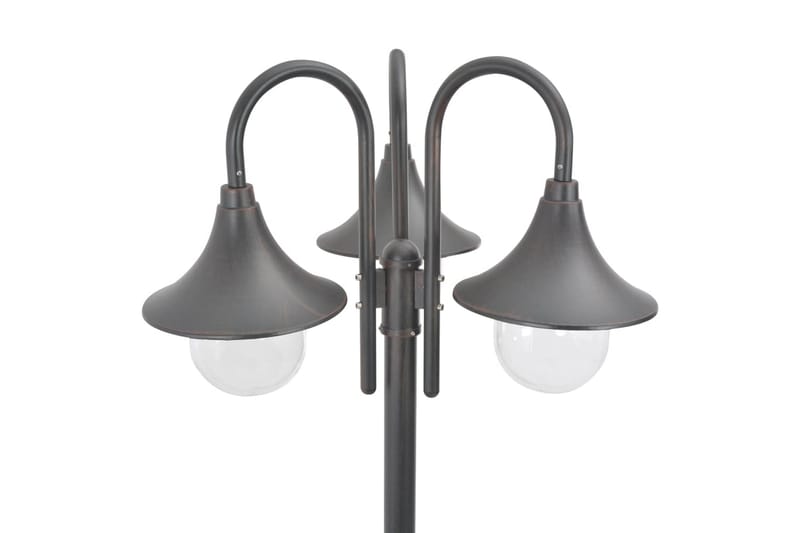 Hagelyktestolpe E27 220 cm aluminium 3 lamper bronse - Belysning - Utebelysning - Stolpelykt & portlykt