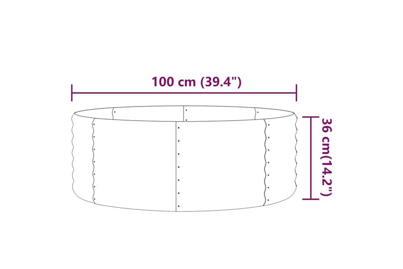 beBasic Plantekasse pulverlakkert stål 100x100x36 cm brun - Brun - Hage - Dyrking & hagearbeid - Dyrking - Blomsterpotter - Blomsterkasser