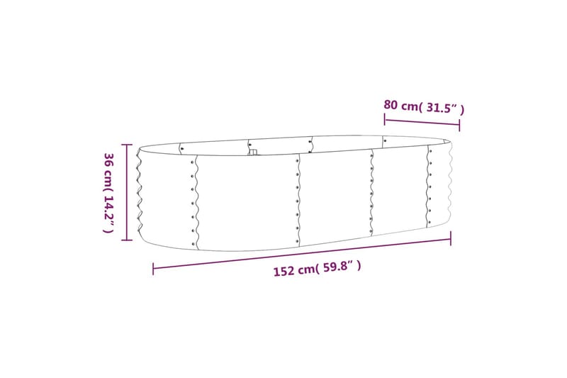 beBasic Plantekasse pulverlakkert stål 152x80x36 cm sølv - Silver - Hage - Dyrking & hagearbeid - Dyrking - Blomsterpotter - Blomsterkasser