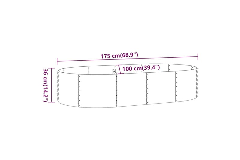beBasic Plantekasse pulverlakkert stål 175x100x36 cm sølv - Silver - Hage - Dyrking & hagearbeid - Dyrking - Blomsterpotter - Blomsterkasser