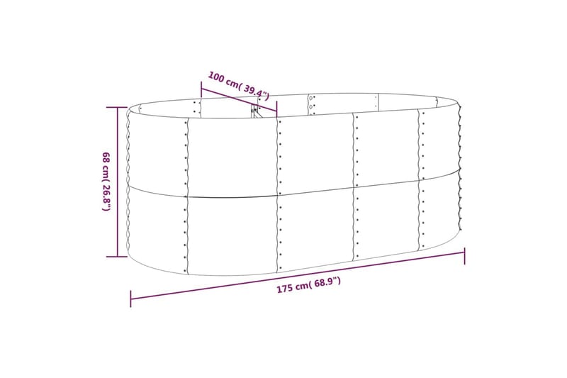 beBasic Plantekasse pulverlakkert stål 175x100x68 cm grønn - grÃ¸nn - Hage - Dyrking & hagearbeid - Dyrking - Blomsterpotter - Blomsterkasser