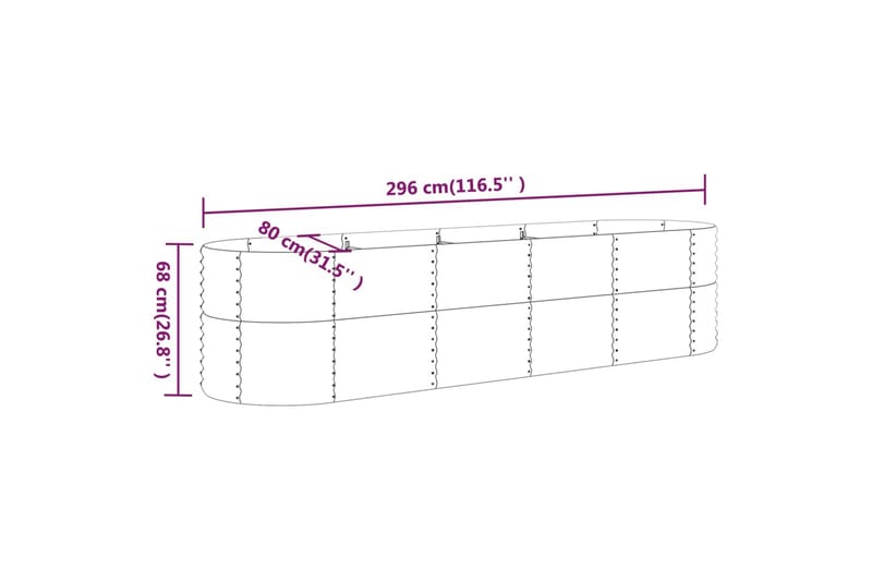 beBasic Plantekasse pulverlakkert stål 296x80x68 cm brun - Brun - Hage - Dyrking & hagearbeid - Dyrking - Blomsterpotter - Blomsterkasser